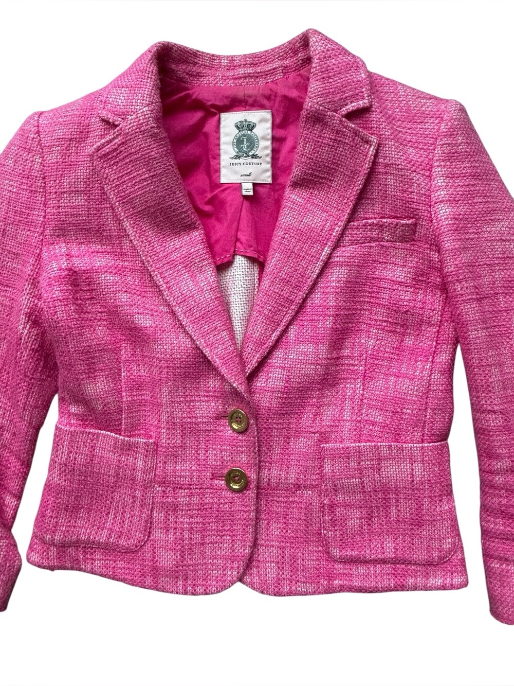 Juicy Couture Pink Tweed Blazer Jacket Women’s Small Preppy Barbiecore